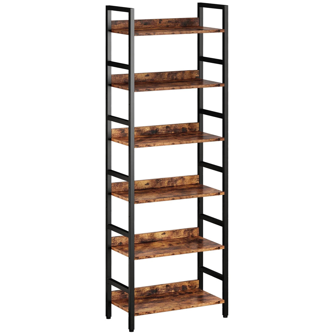 IRONCK tall 6 tier metal and wood bookshelf for home office storage