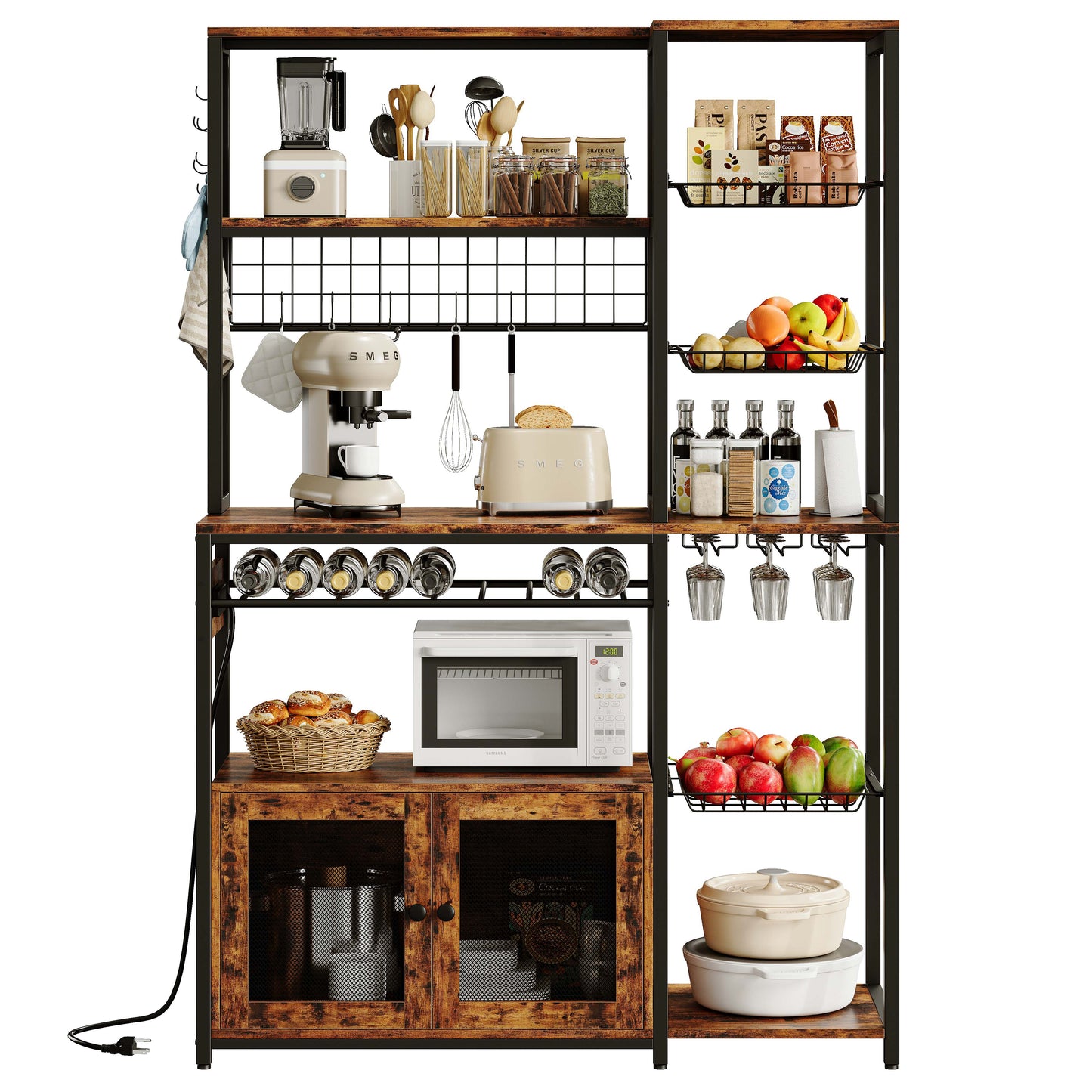 IRONCK 45.5" Wide Large Bakers Rack with Power Outlets