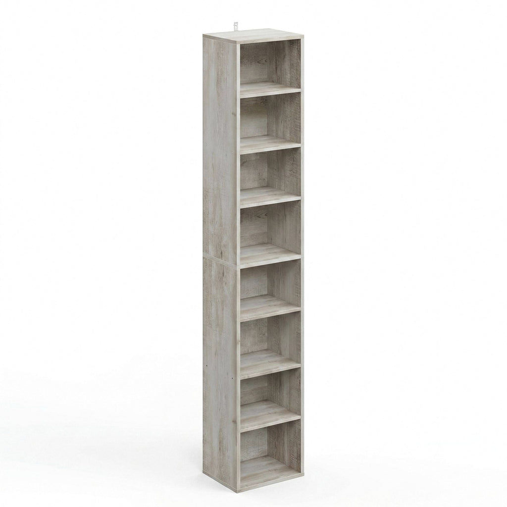 IRONCK 8 Tiers Tall Narrow Compact Corner Bookcase, White