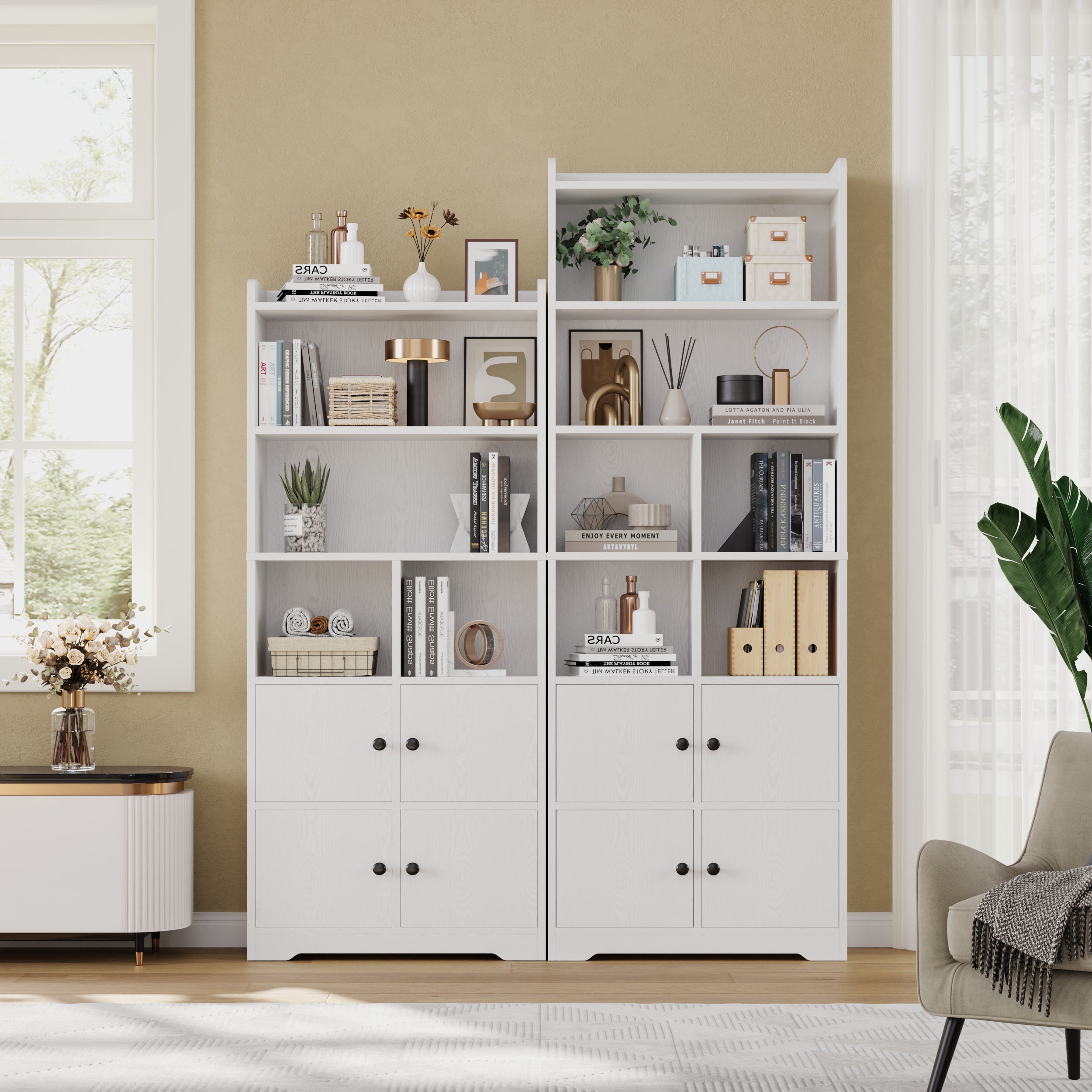 Bookshelf with 4 Door Cabinet
