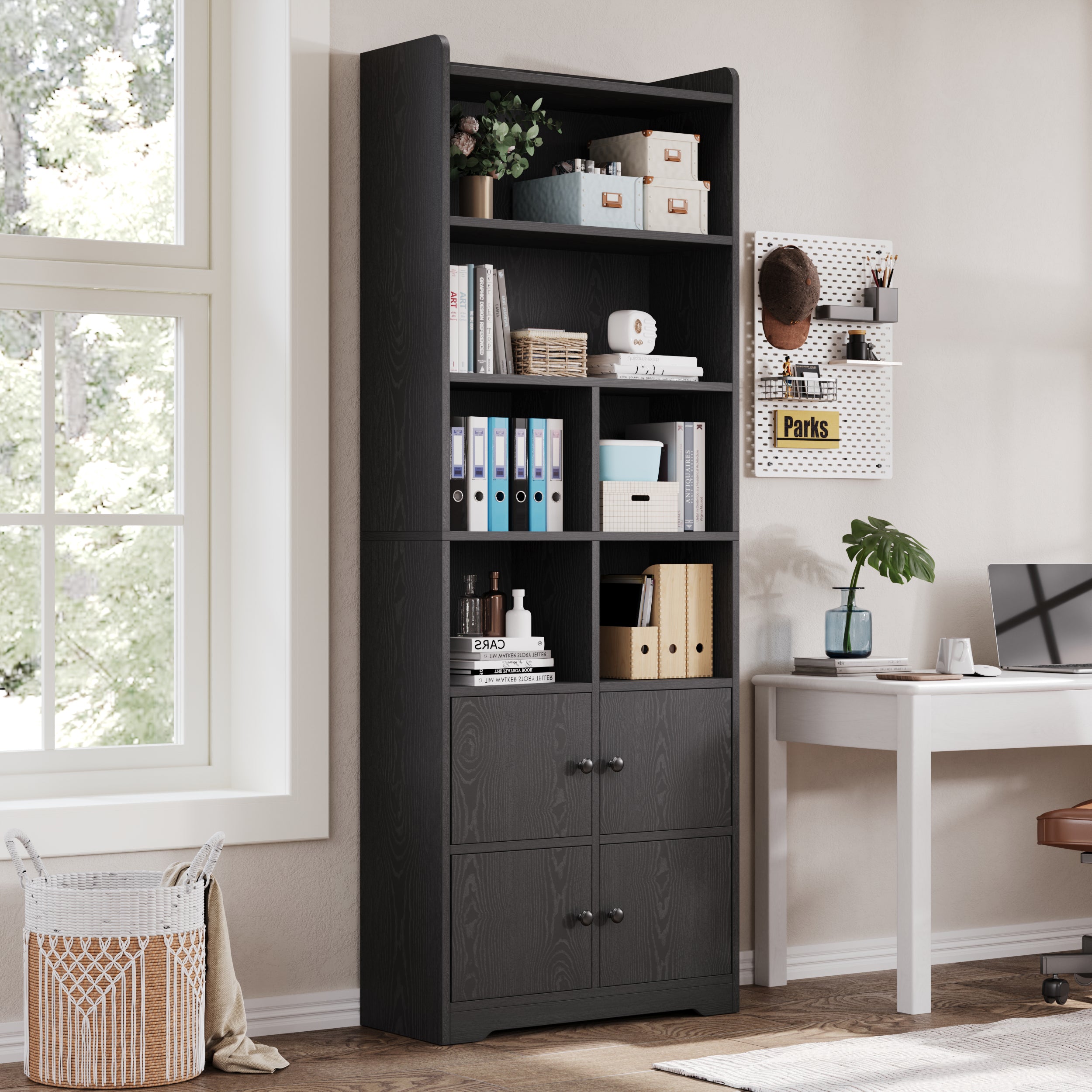 Bookshelf with 4 Door Cabinet