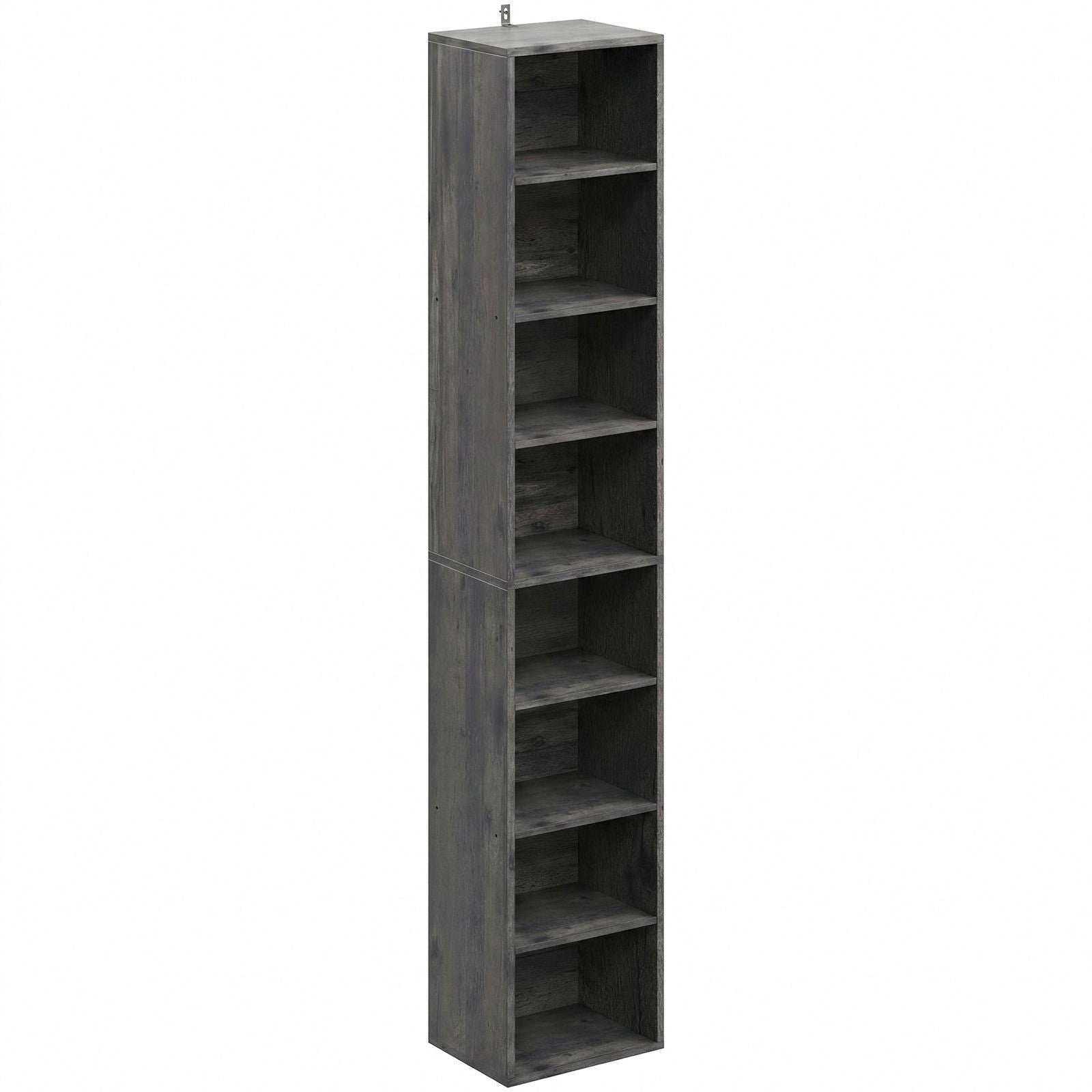 IRONCK 8 Tiers Tall Narrow Compact Corner Bookcase, White