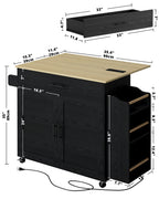 Rolling Kitchen Island with 3 open drawers