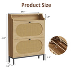IRONCK Rattan Shoe Cabinet with Flip Drawers