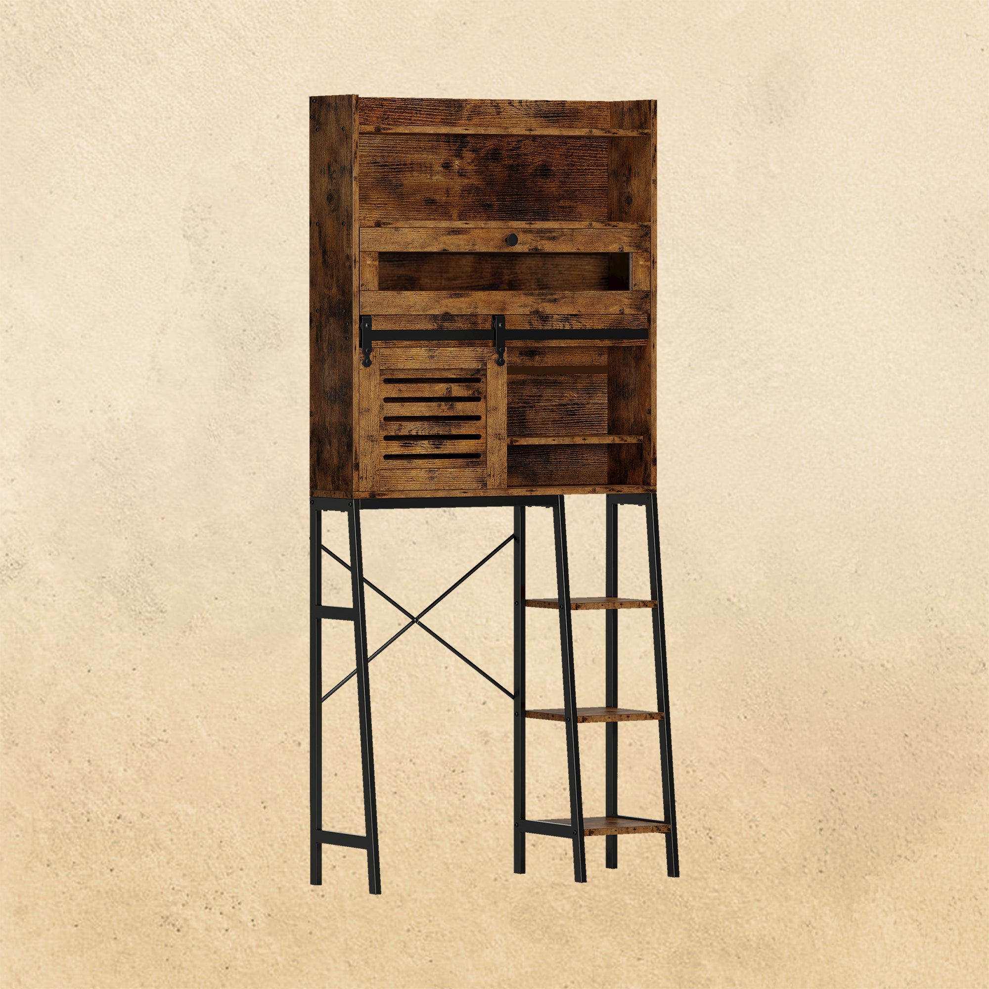 Bathroom Storage with Cabinet Vintage Brown