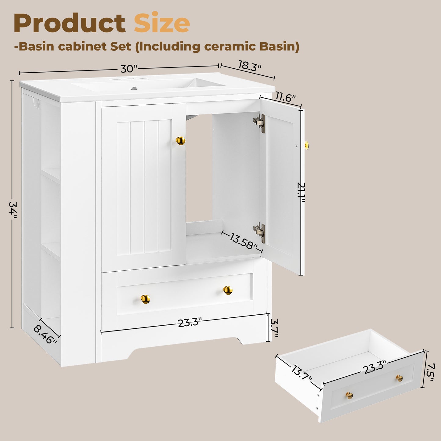 IRONCK 30" Bathroom Vanity with Sink