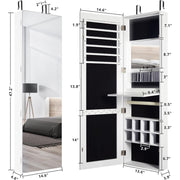 Wand-/Tür-montierter Spiegel-Schmuckschrank-Organizer mit LED-Licht