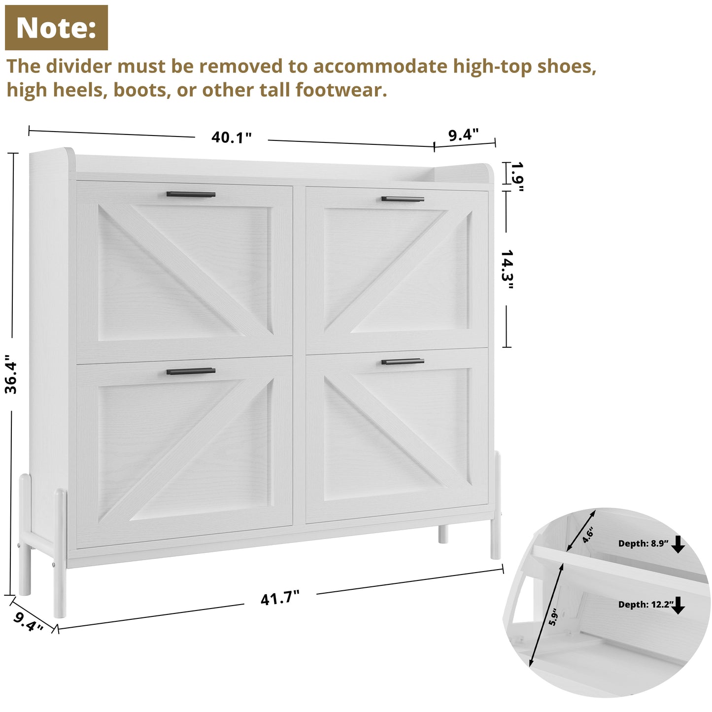 IRONCK Shoe Storage Cabinet with 4 Flip Drawers