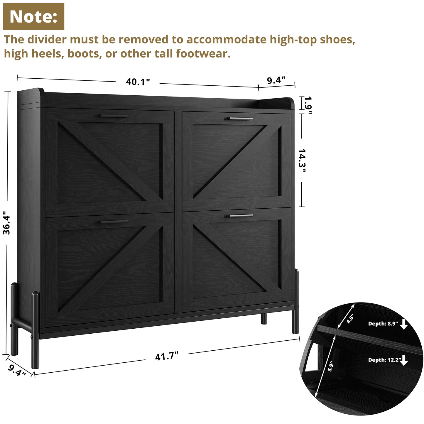 IRONCK Shoe Storage Cabinet with 4 Flip Drawers