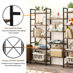 Triple Wide 5 Tiers Industrial Bookshelf