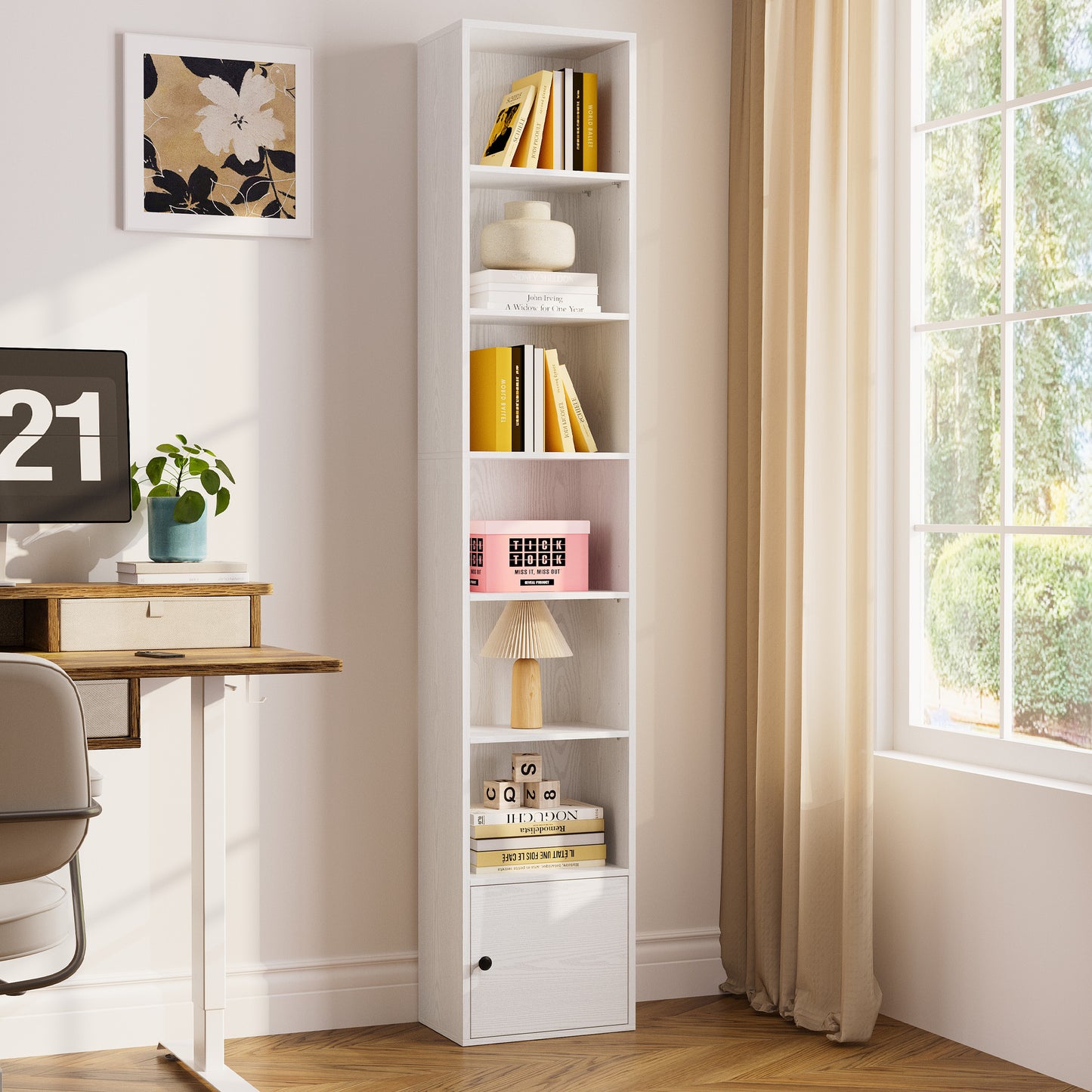 74.8" Tall Narrow Bookcase
