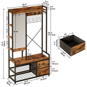 Hall Tree with Shoe Bench