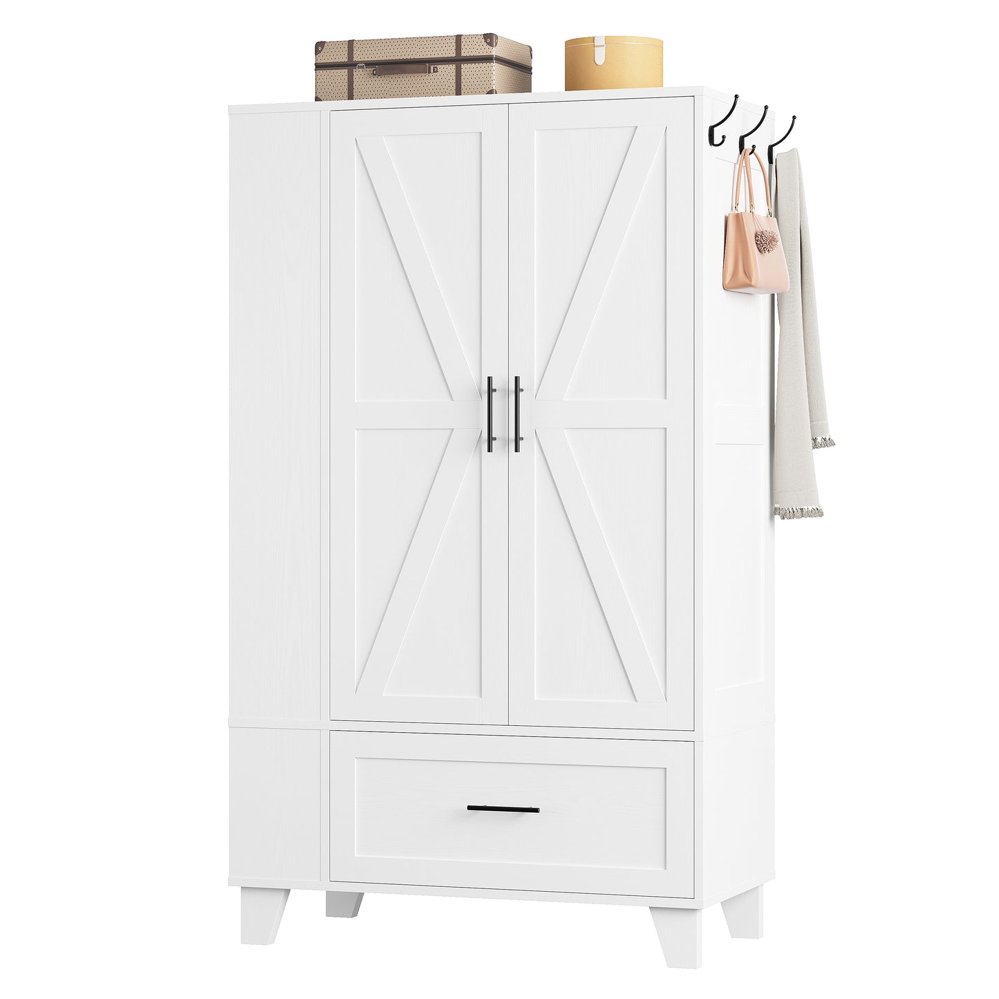 IRONCK Wood Armoire Wardrobe Closet with Mirror