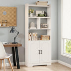 Freestanding 63" Tall Bookcase, Wood Display Storage Cabinet with Closed Doors & Open Shelves for Living Room, Home Office & Bedroom, Black