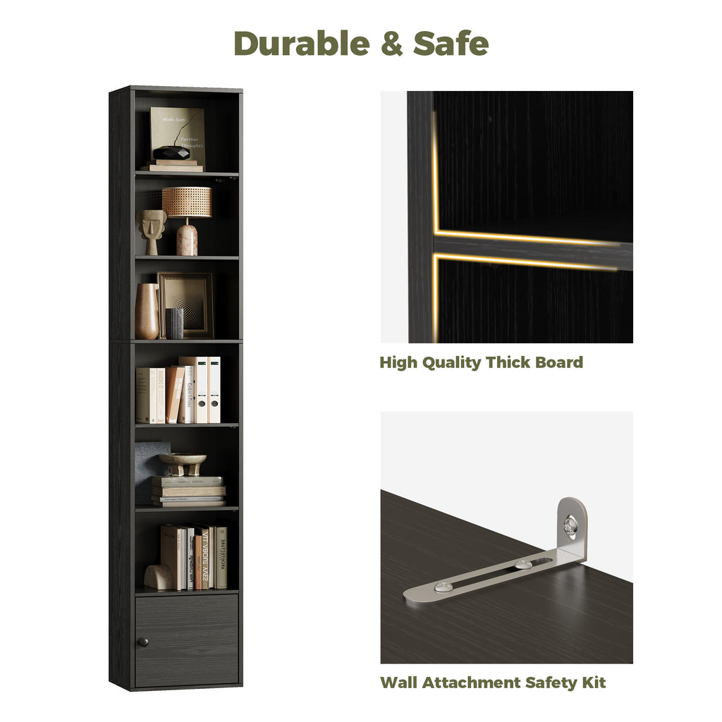 74.8" Tall Narrow Bookcase