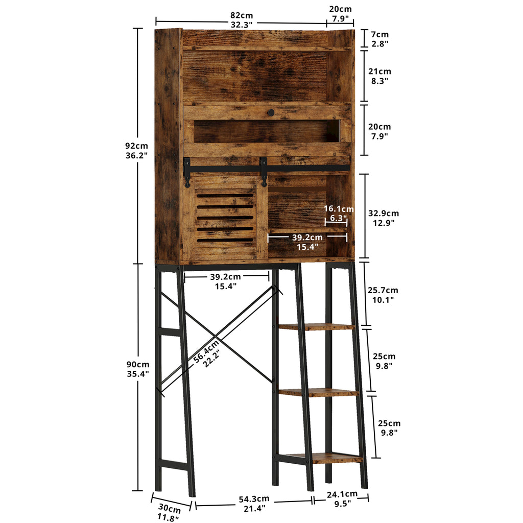 Bathroom Storage with Cabinet Vintage Brown