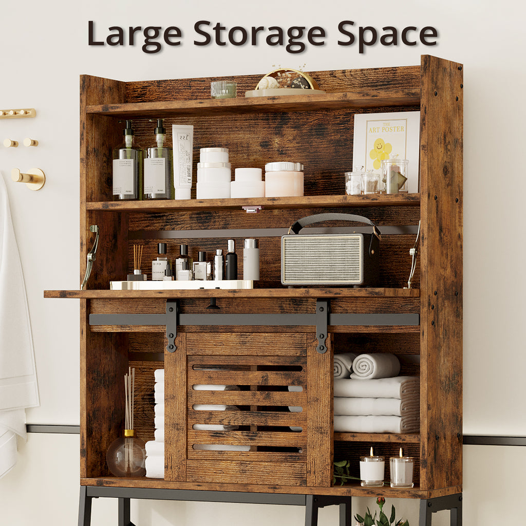 Bathroom Storage with Cabinet Vintage Brown