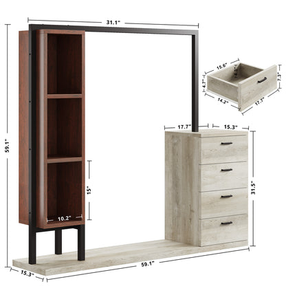 Organizer Storage Cabinet of Drawers with Hanging Rack