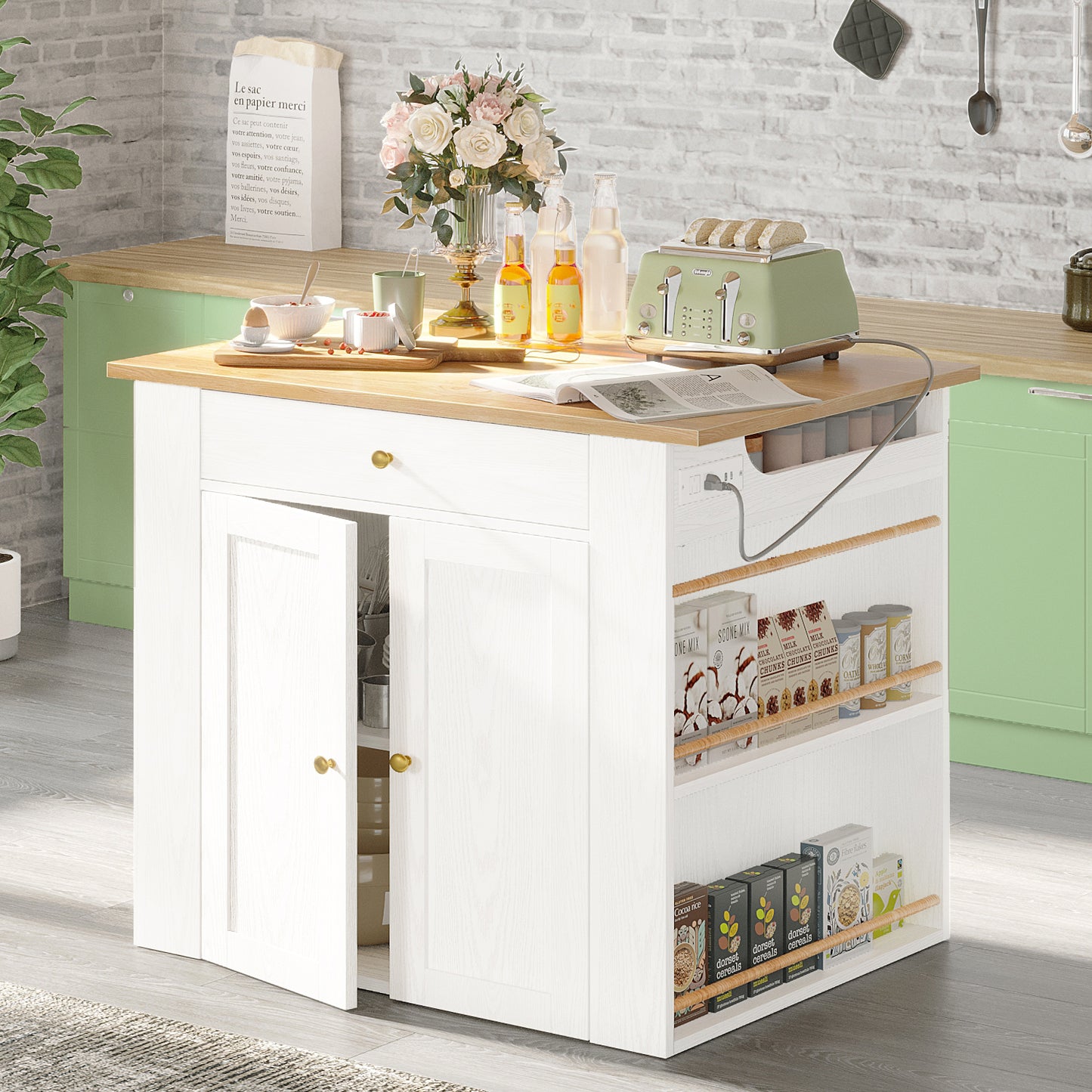 IRONCK Kitchen Island with Large Storage