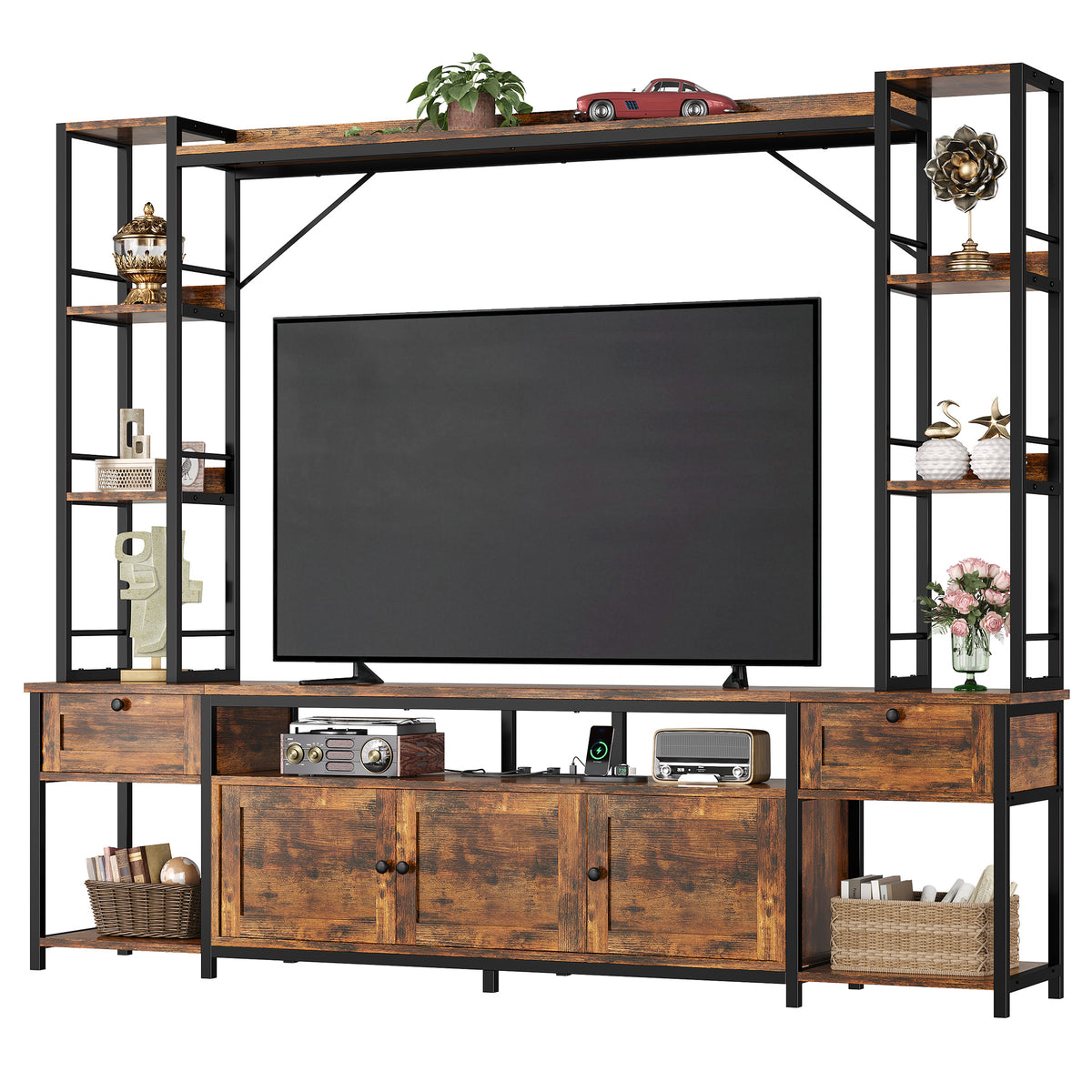 IRONCK 85 Inch Entertainment Center with Storage and Power Outlet