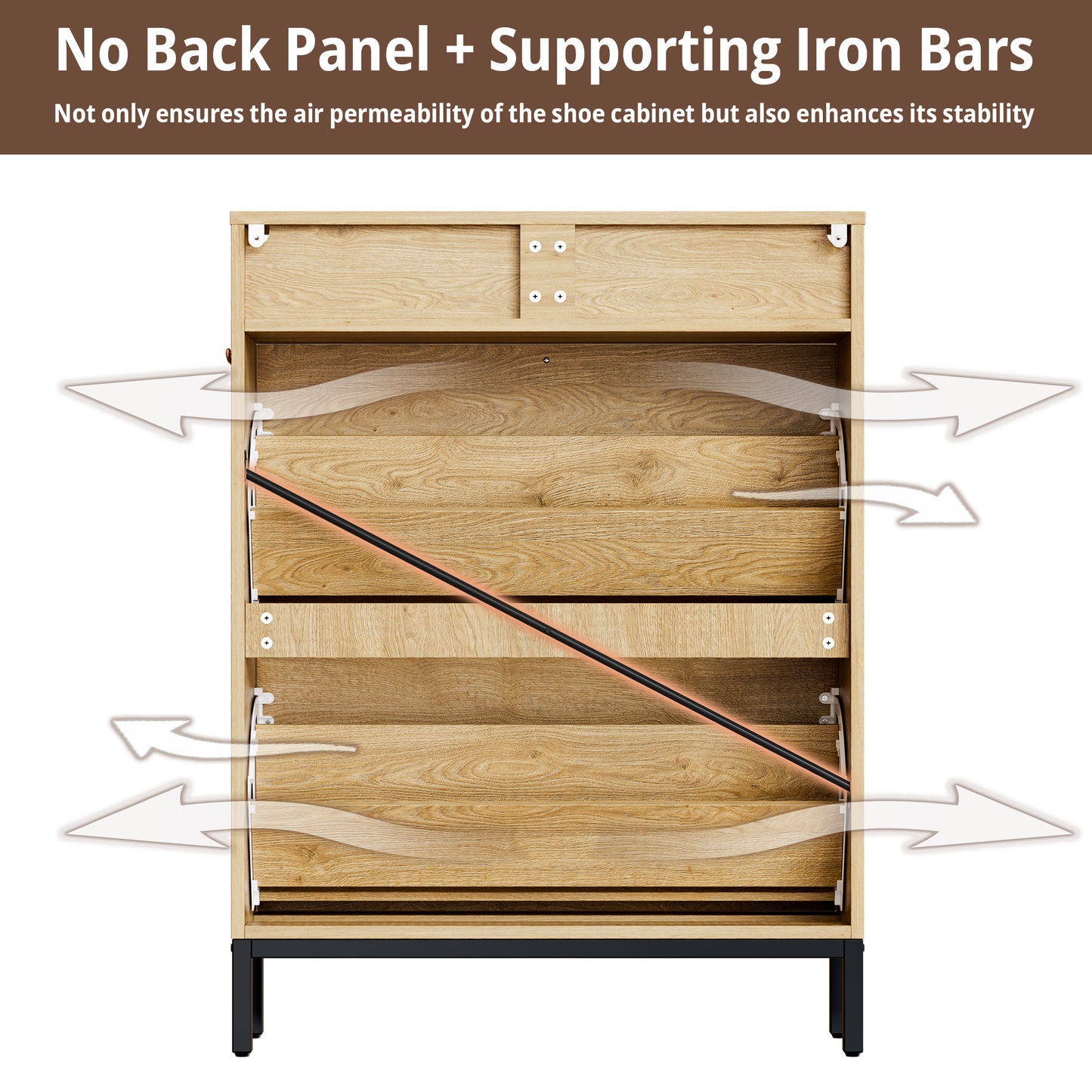 IRONCK Rattan Shoe Cabinet with Flip Drawers