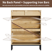 IRONCK Rattan Shoe Cabinet with Flip Drawers