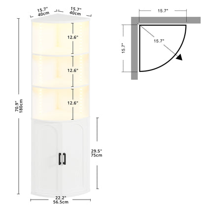 IRONCK Modern Corner Bookshelf With Doors