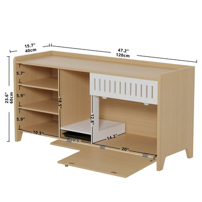 Cat Litter Box Furniture with 3 Tier Shelves