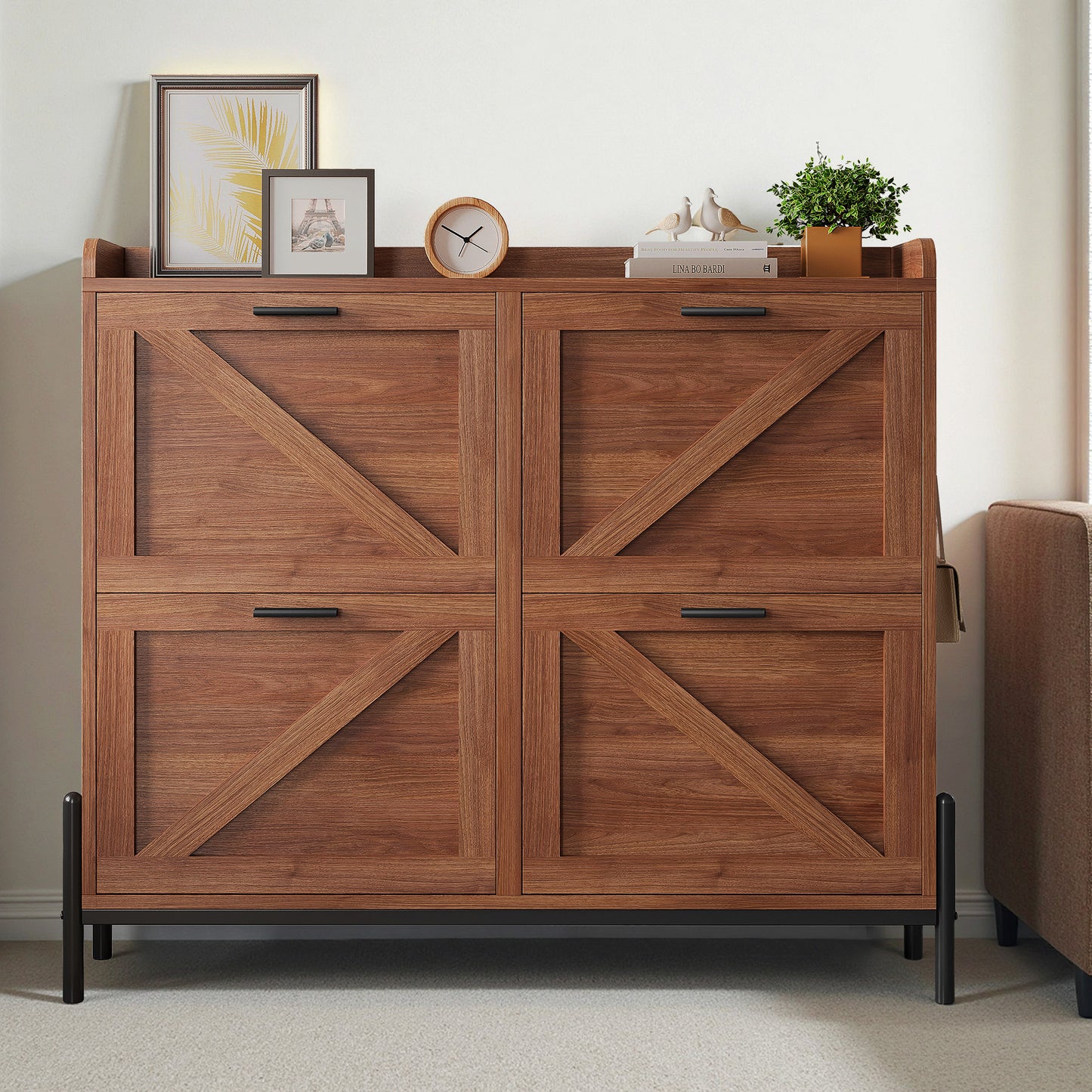 IRONCK Shoe Storage Cabinet with 4 Flip Drawers