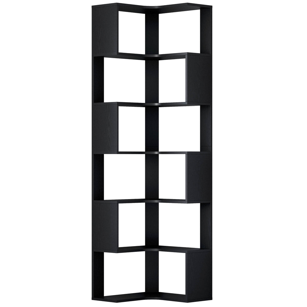 IRONCK 6-Tier Corner Bookcase, Modern L-Shaped Bookshelf
