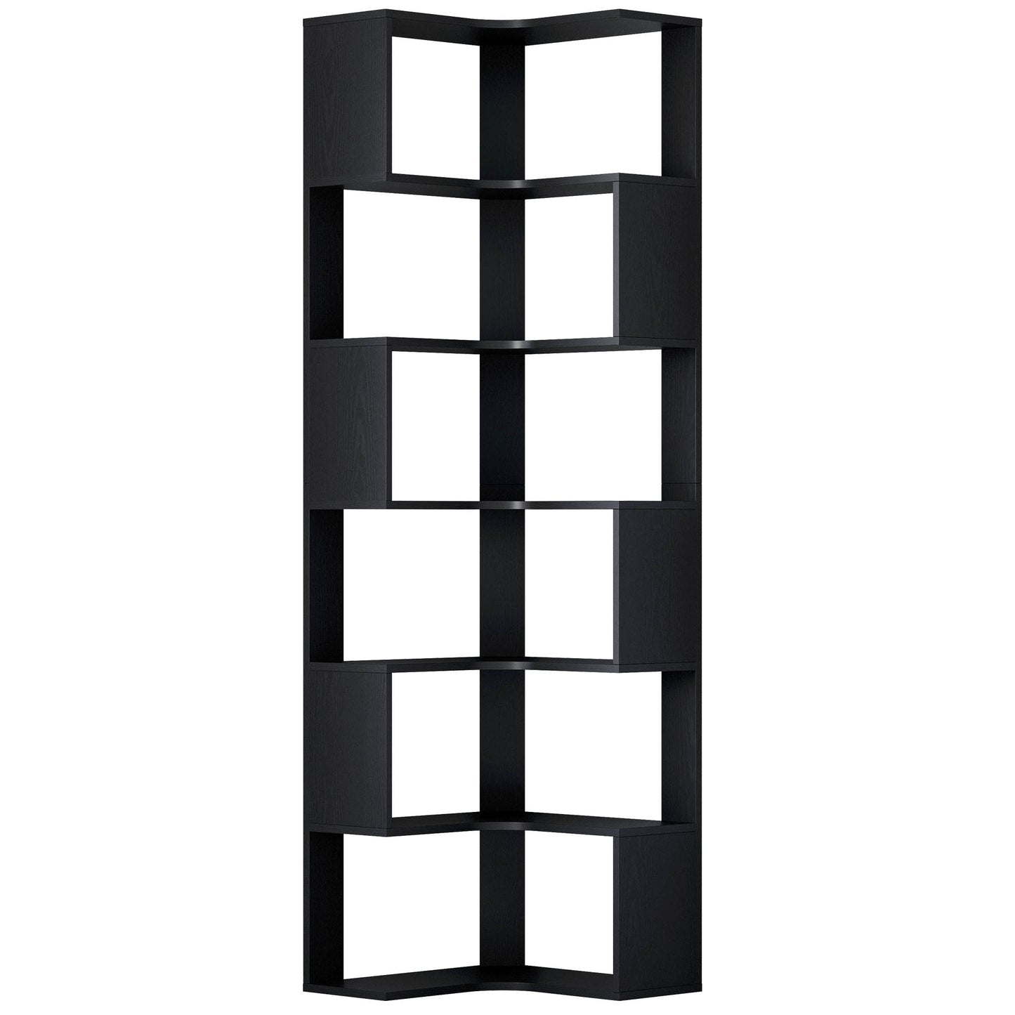 IRONCK 6-Tier Corner Bookcase, Modern L-Shaped Bookshelf