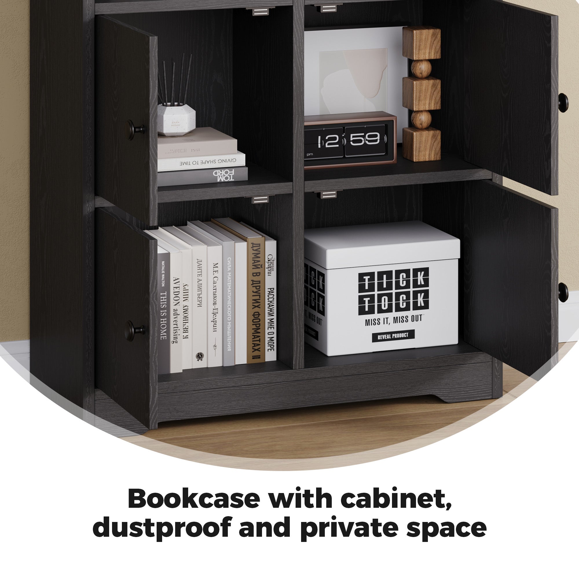 Bookshelf with 4 Door Cabinet