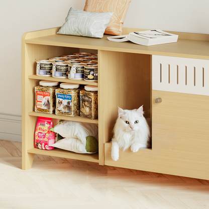 Cat Litter Box Furniture with 3 Tier Shelves