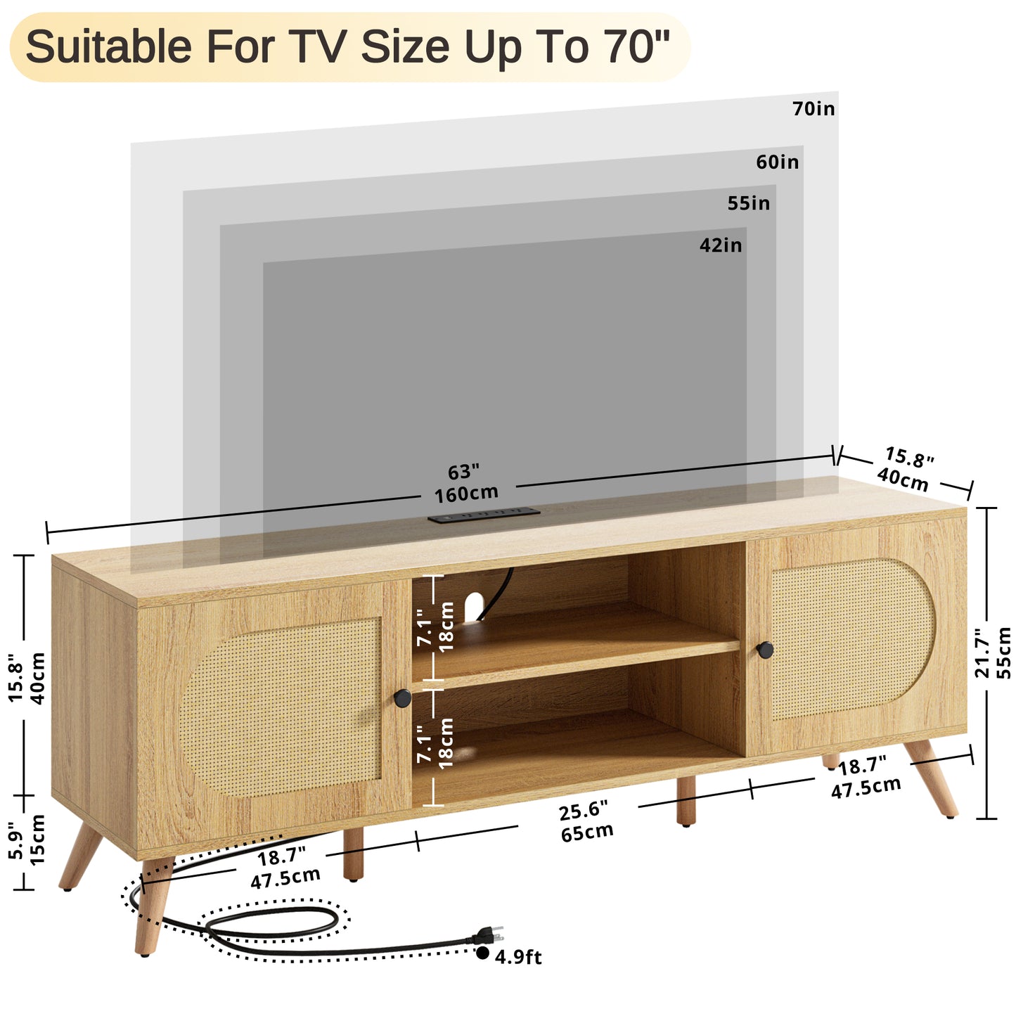 Boho TV Stands with Storage Cabinet