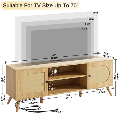 Boho TV Stands with Storage Cabinet