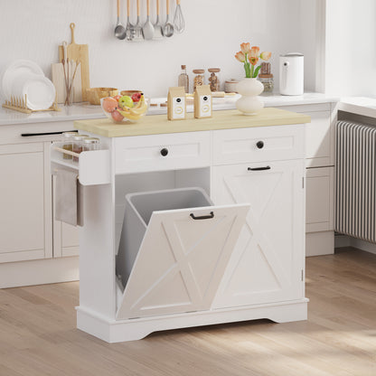 Farmhouse Kitchen Storage Cabinet with Trash Bin