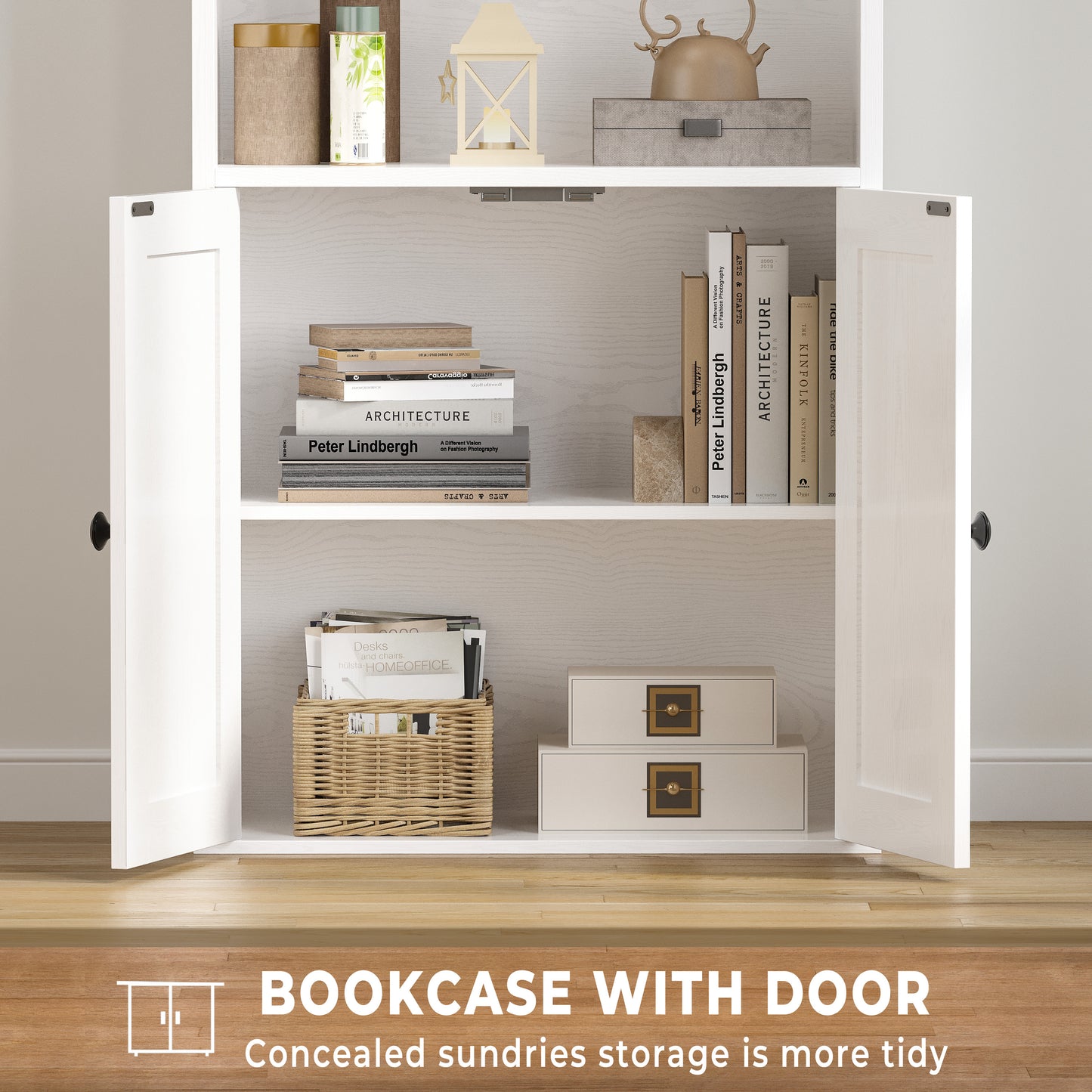 Farmhouse Bookcases and Bookshelves with Doors