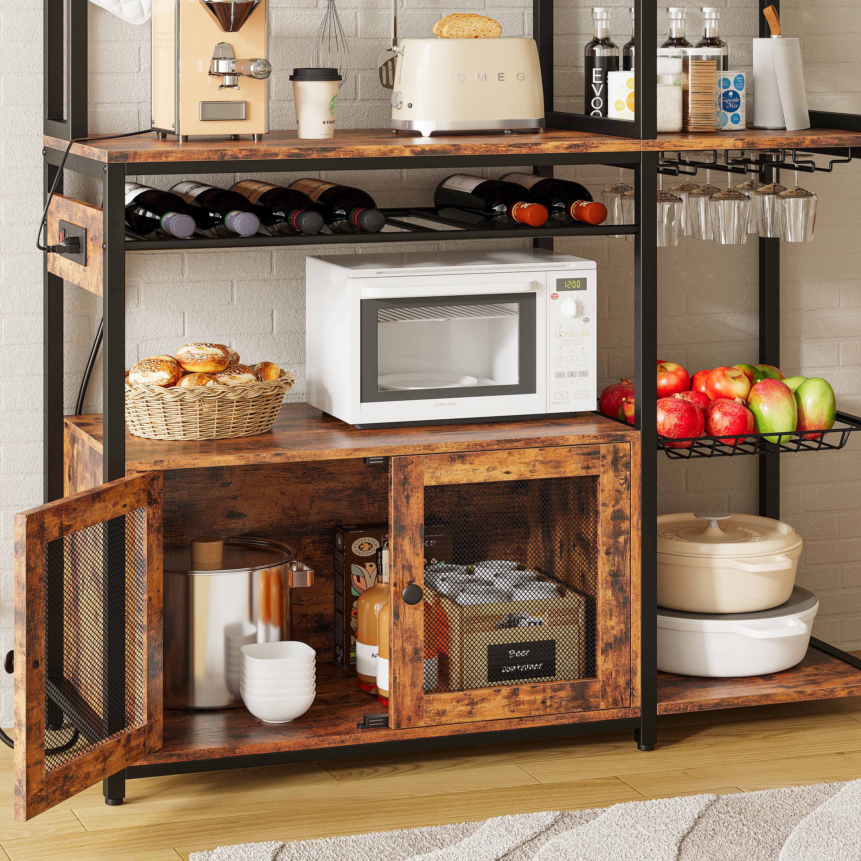 IRONCK 45.5" Wide Large Bakers Rack with Power Outlets