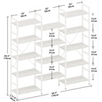 Triple Wide 5 Tiers Industrial Bookshelf