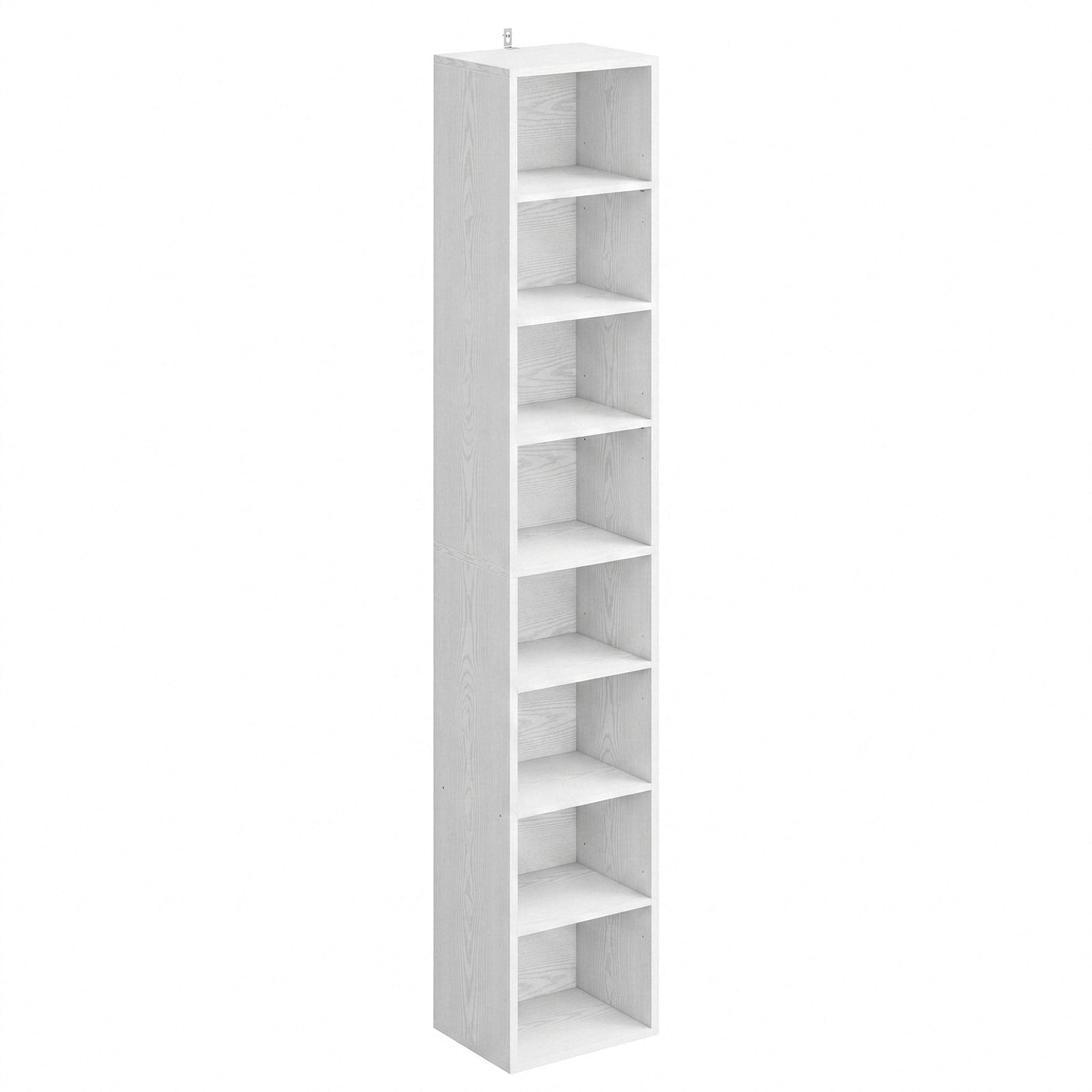 IRONCK 8 Tiers Tall Narrow Compact Corner Bookcase, White