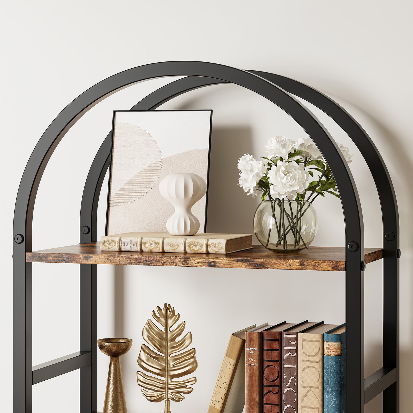 IRONCK 71" Tall Arched Bookshelf with Doors