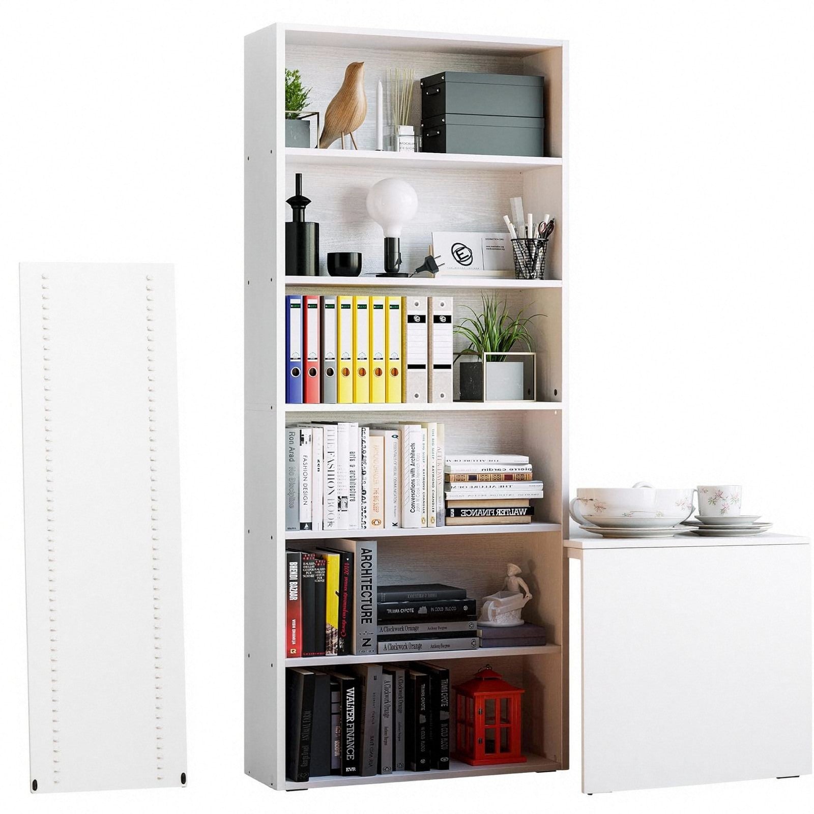 IRONCK Bookshelves and Bookcases Floor Standing 6 Tiers, Industrial White