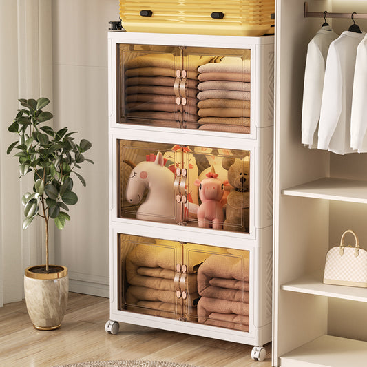 Foldable Storage Cabinet with Transparent Door