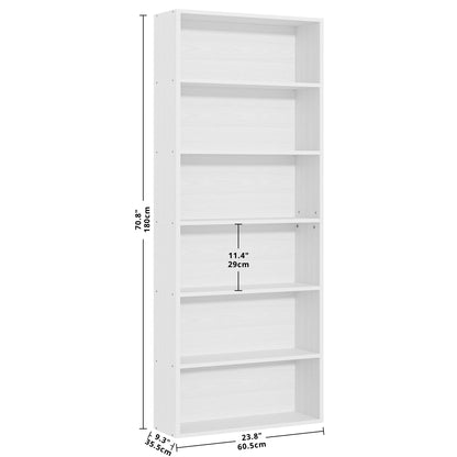 6 Tier Bookshelf Industrial White