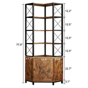 7 Furniture 77.9" Tall Corner Bookshelf with Door Cabinet