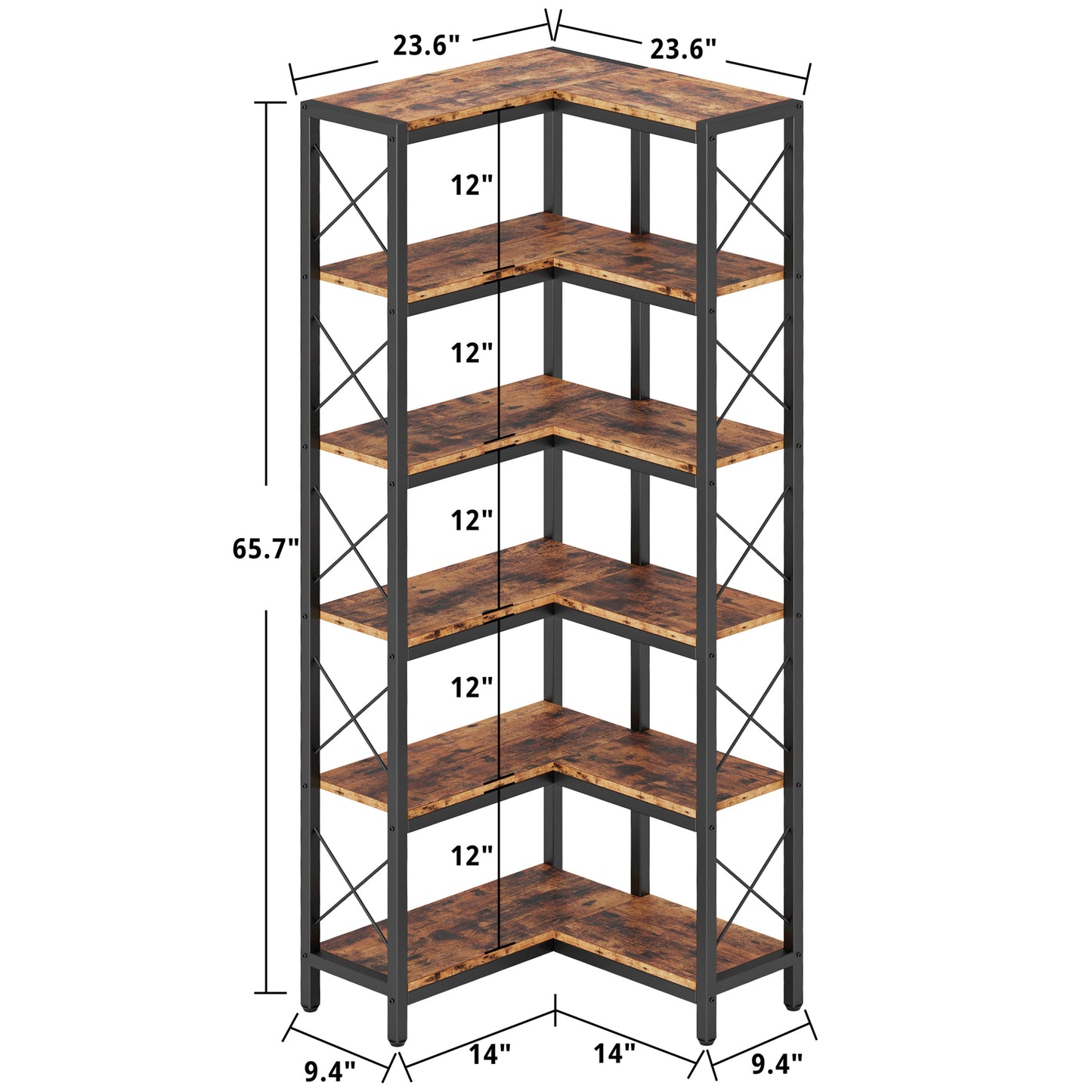 23.6"W Industrial Corner Shelf