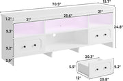 IRONCK TV Stand for 75 Inch TV, 71" LED Entertainment Cente, White