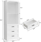 IRONCK Freestanding Closet System with Adjustable Shelves & 3 Drawers | Closet Organizer with Hanging Rod, Ideal for Bedrooms, Apartments and Small Closet Storage, 23.6" White