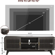 IRONCK 63'' TV Stand with 2 Sliding Door Grey Walnut