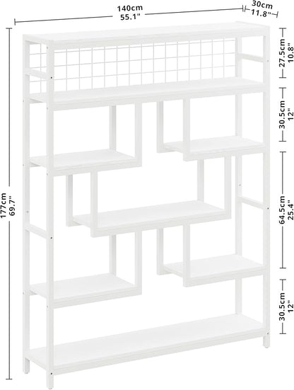 Industrial Open Display Shelves Geometric Bookcase with Sturdy Metal Frame